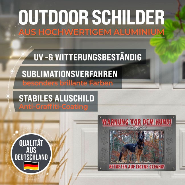 Hunde-Outdoorschild - Warnung vor dem Hund - mit Foto - 28 x 20 cm