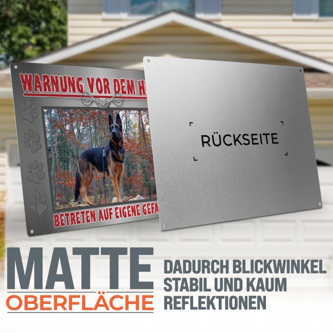 Hunde-Outdoorschild - Warnung vor dem Hund - mit Foto - 28 x 20 cm