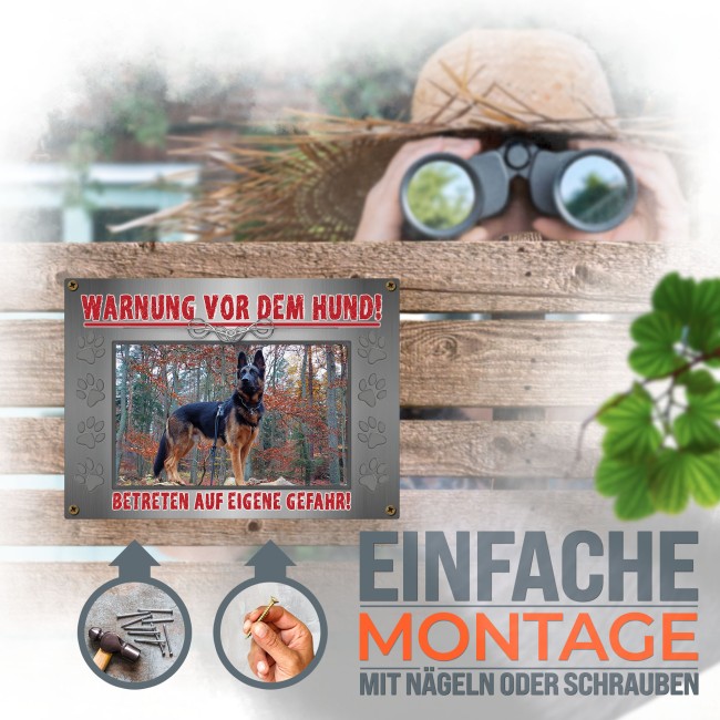 Hunde-Outdoorschild - Warnung vor dem Hund - mit Foto - 28 x 20 cm