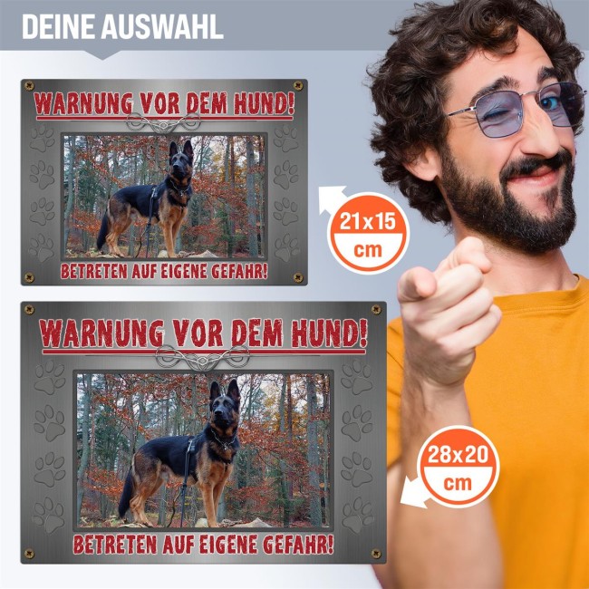 Hunde-Outdoorschild - Warnung vor dem Hund - mit Foto - 28 x 20 cm