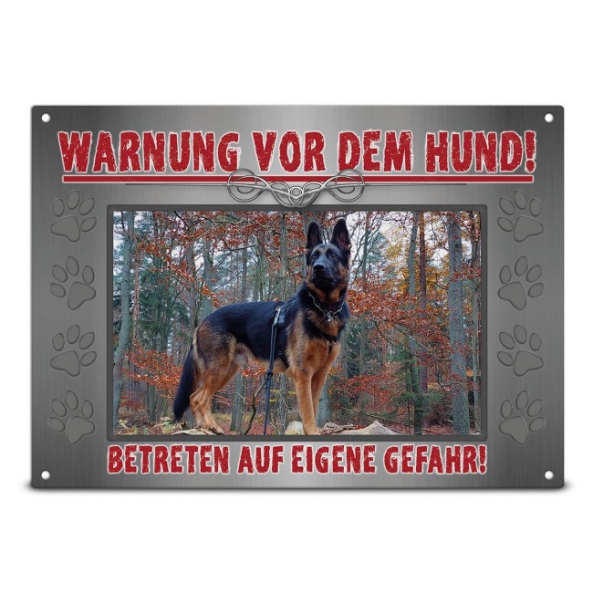 Hunde-Outdoorschild - Warnung vor dem Hund - mit Foto - 28 x 20 cm