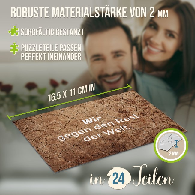 Puzzle mit pers&ouml;nlicher Botschaft selbst gestalten - Boden rissig - 24 Teile im Briefumschlag mit Goldinlay