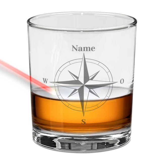 Whiskyglas - Kompass -Name - 300 ml