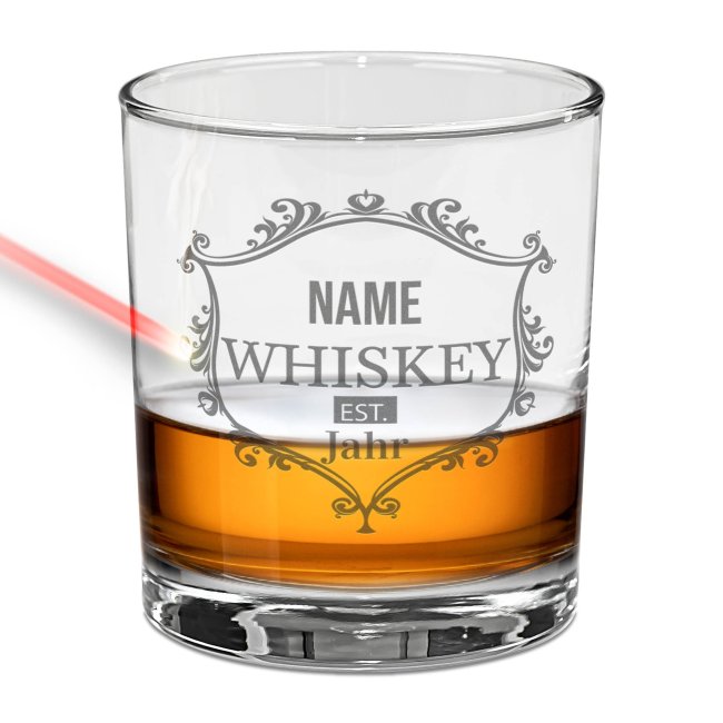 Whiskyglas - Whiskey Kranz-Jahr &amp; Name - 300 ml