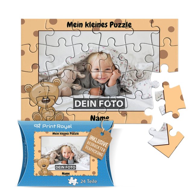 Fotopuzzle f&uuml;r Kinder selbst gestalten - Mein kleines Puzzle mit Name - B&auml;r - 24 Teile