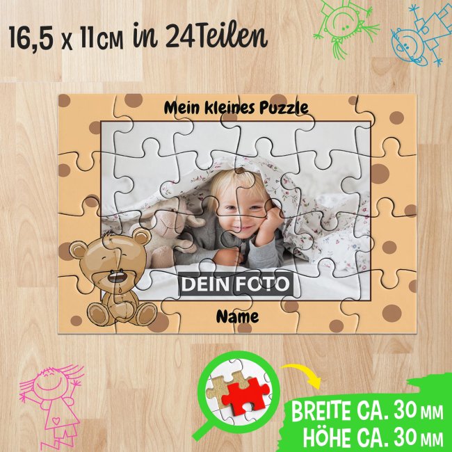 Fotopuzzle f&uuml;r Kinder selbst gestalten - Mein kleines Puzzle mit Name - B&auml;r - 24 Teile