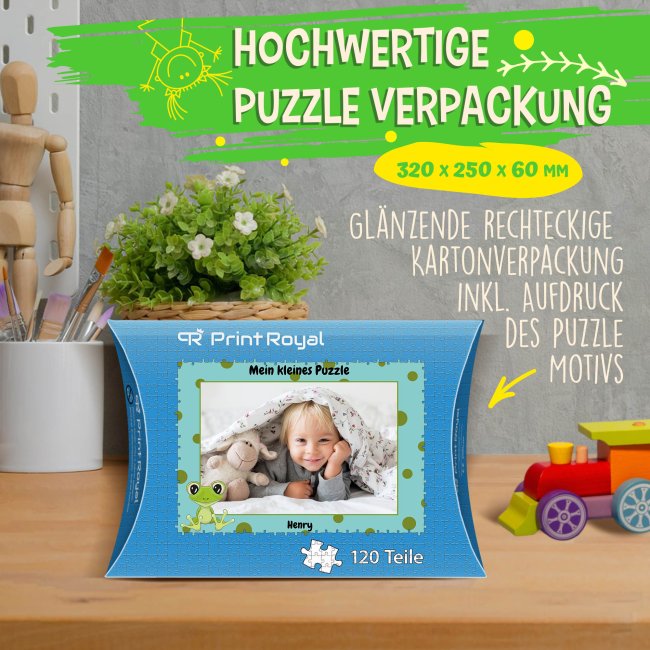 Fotopuzzle f&uuml;r Kinder selbst gestalten - Mein kleines Puzzle mit Name - Frosch - 120 Teile