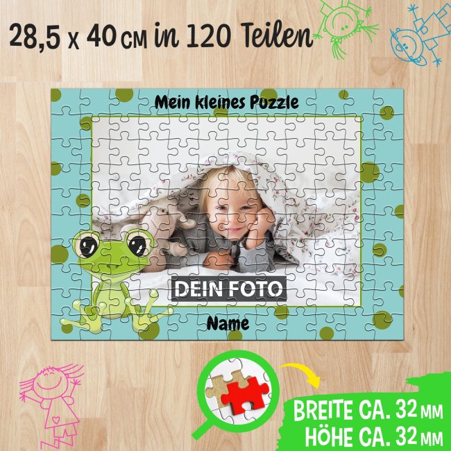 Fotopuzzle f&uuml;r Kinder selbst gestalten - Mein kleines Puzzle mit Name - Frosch - 120 Teile