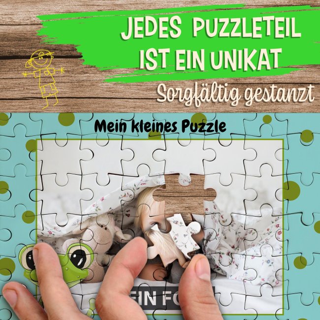 Fotopuzzle f&uuml;r Kinder selbst gestalten - Mein kleines Puzzle mit Name - Frosch - 120 Teile