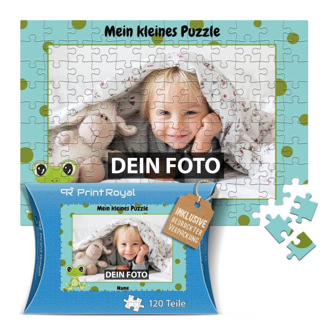 Fotopuzzle f&uuml;r Kinder selbst gestalten - Mein kleines Puzzle mit Name - Frosch - 120 Teile