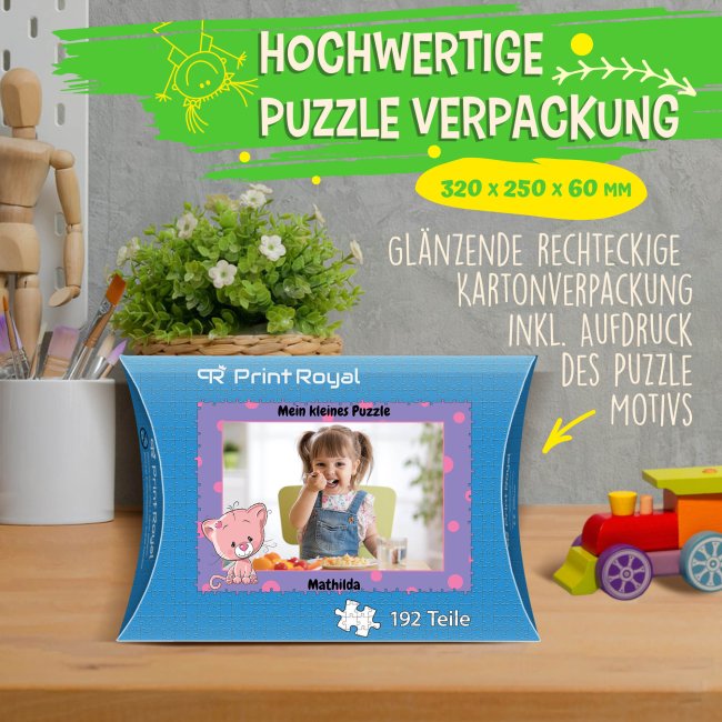 Fotopuzzle f&uuml;r Kinder selbst gestalten - Mein kleines Puzzle mit Name - Katze - 192 Teile