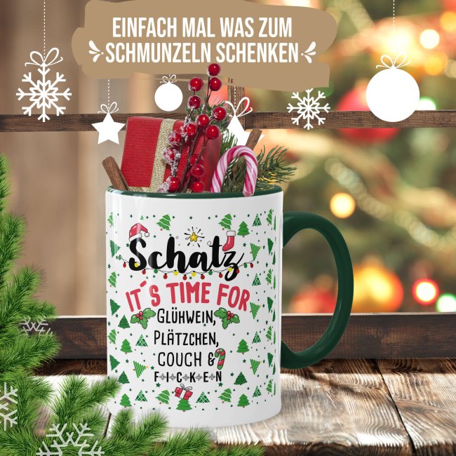 Weihnachtstasse - Time for Pl&auml;tzchen, Couch &amp;