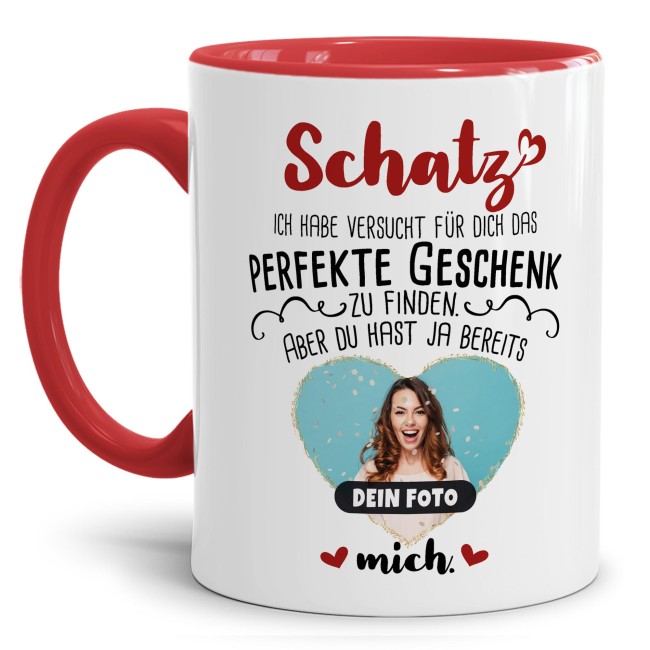 Tasse - Das perfekte Geschenk mit Foto - Innen &amp; Henkel Rot