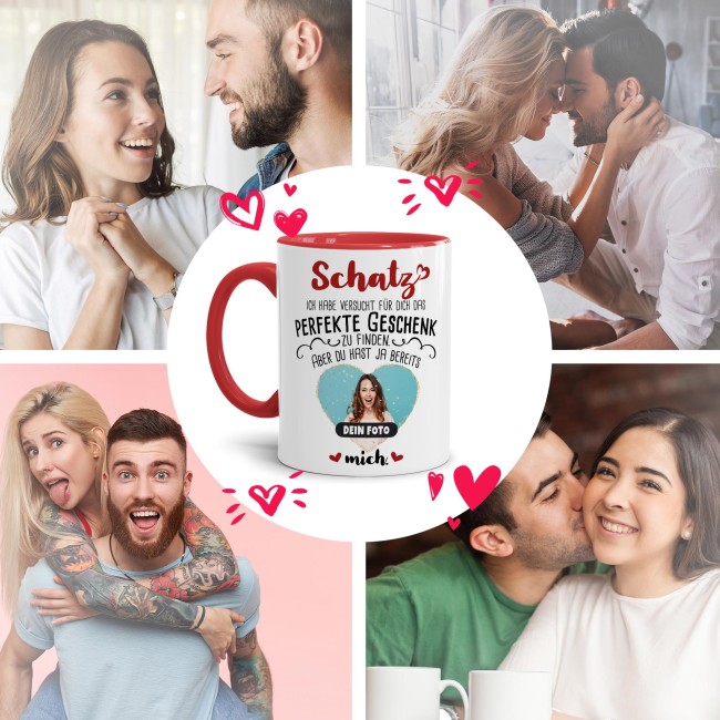 Tasse - Das perfekte Geschenk mit Foto - Innen &amp; Henkel Rot