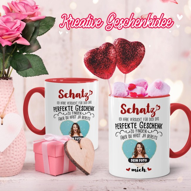 Tasse - Das perfekte Geschenk mit Foto - Innen &amp; Henkel Rot