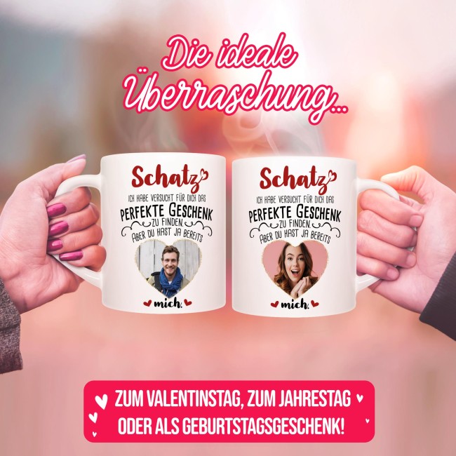 Tasse - Das perfekte Geschenk mit Foto - Innen &amp; Henkel Rot