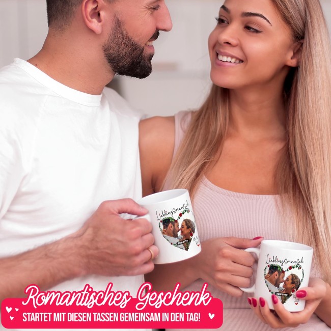 Tasse - Lieblingsmensch mit Foto - Ich Liebe Dich - Innen &amp; Henkel Rot