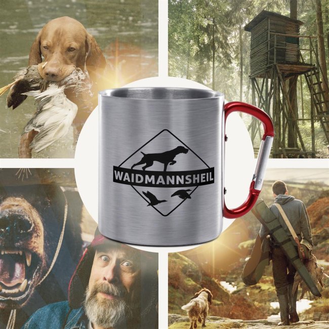 Karabiner Tasse f&uuml;r J&auml;ger - Waidmansheil - Rot, 280 ml
