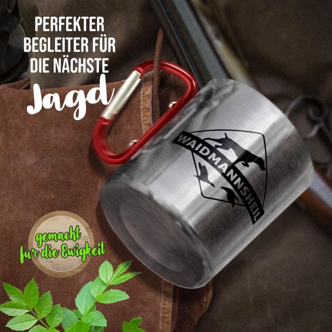 Karabiner Tasse f&uuml;r J&auml;ger - Waidmansheil - Rot, 280 ml