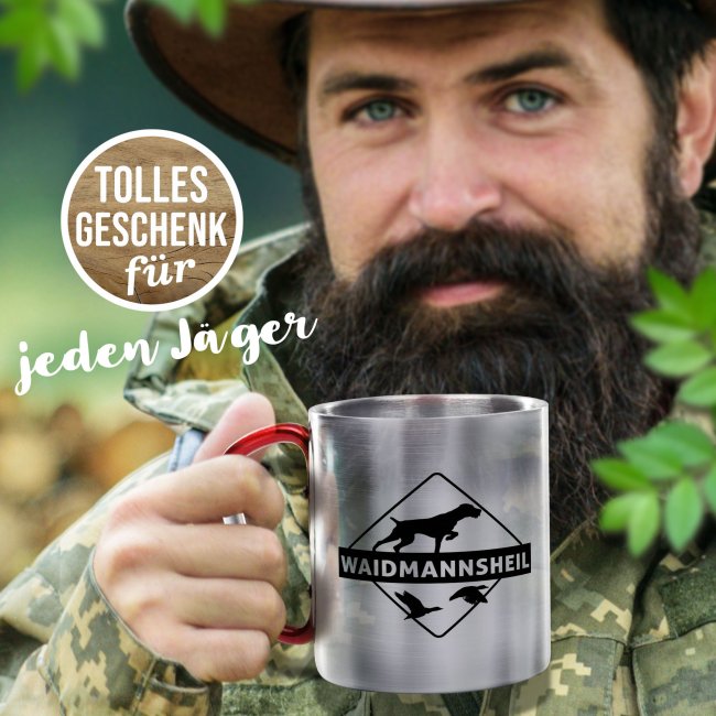 Karabiner Tasse f&uuml;r J&auml;ger - Waidmansheil - Rot, 280 ml