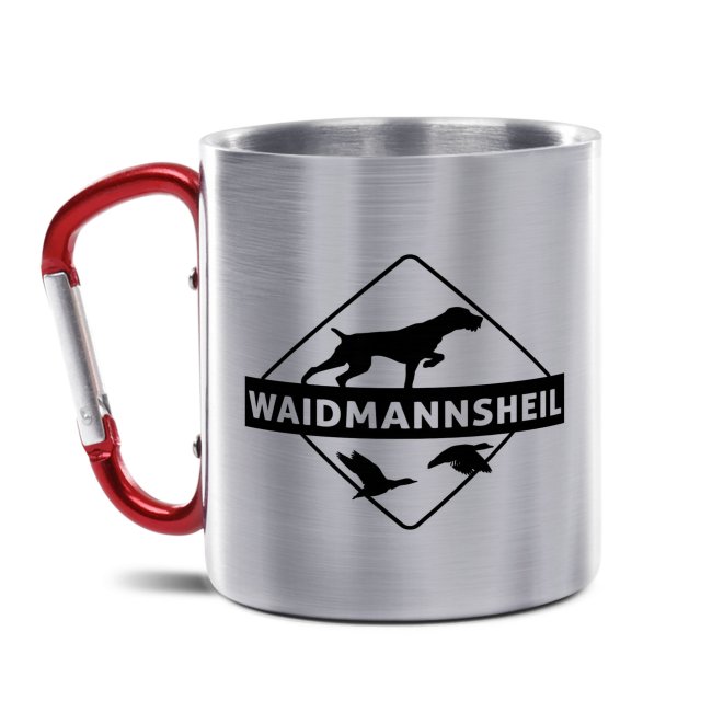 Karabiner Tasse f&uuml;r J&auml;ger - Waidmansheil - Rot, 280 ml