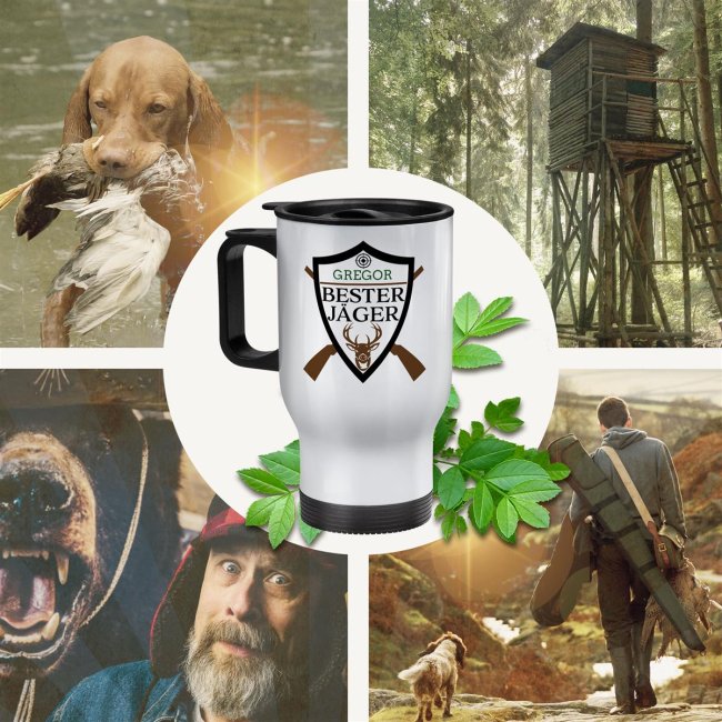 Edelstahl Thermobecher für Jäger - mit Name personalisierbar