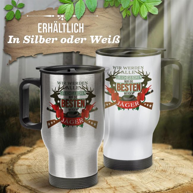 Edelstahl-Thermobecher - Nur die besten werden Jäger - Weiß