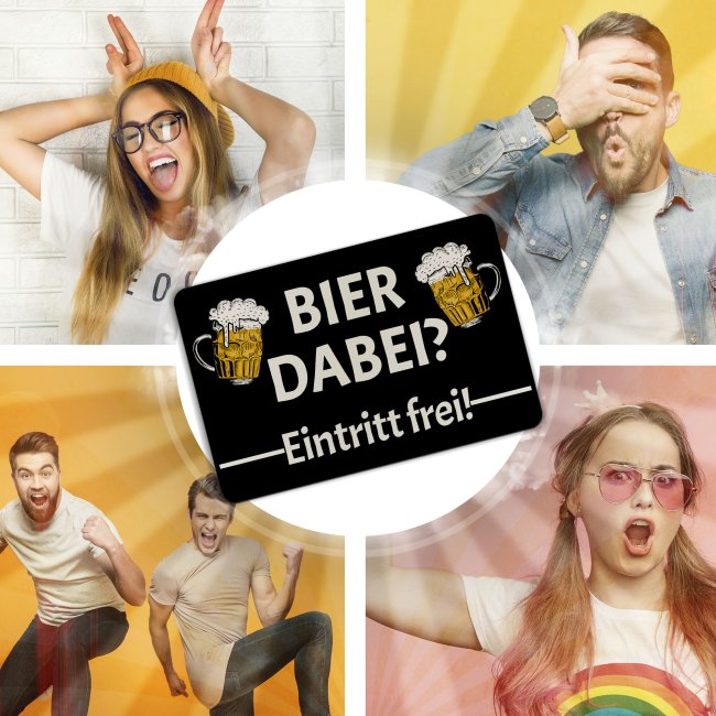 Filz-Fu&szlig;matte mit lustigem Spruch - Bier dabei, Eintritt frei! - 60 x 40 cm