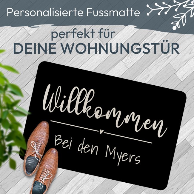Filz-Fu&szlig;matte - Willkommen mit Wunschtext - 60 x 40 cm