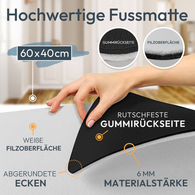 Filz-Fu&szlig;matte - Willkommen mit Wunschtext - 60 x 40 cm