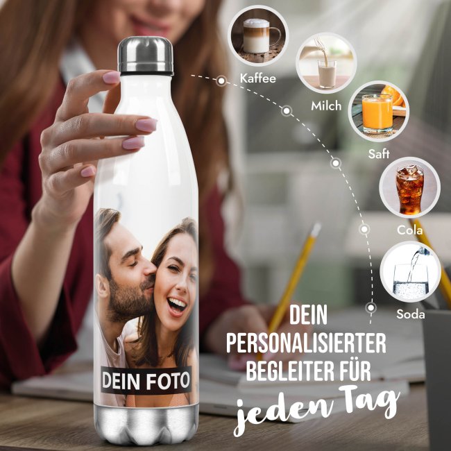 Edelstahl-Trinkflasche selbst gestalten - wei&szlig; - 750 ml