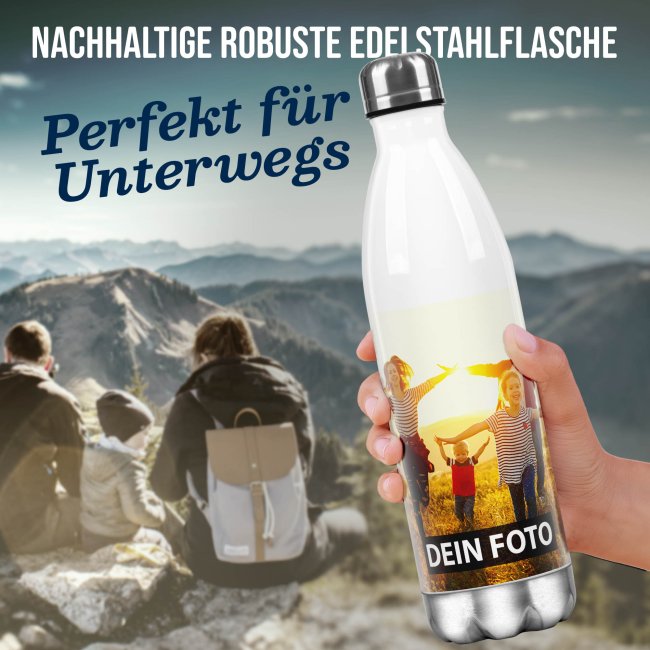 Edelstahl-Trinkflasche selbst gestalten - wei&szlig; - 750 ml