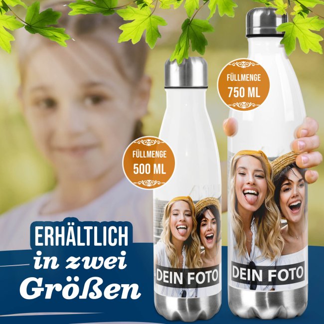 Edelstahl-Trinkflasche selbst gestalten - wei&szlig; - 750 ml