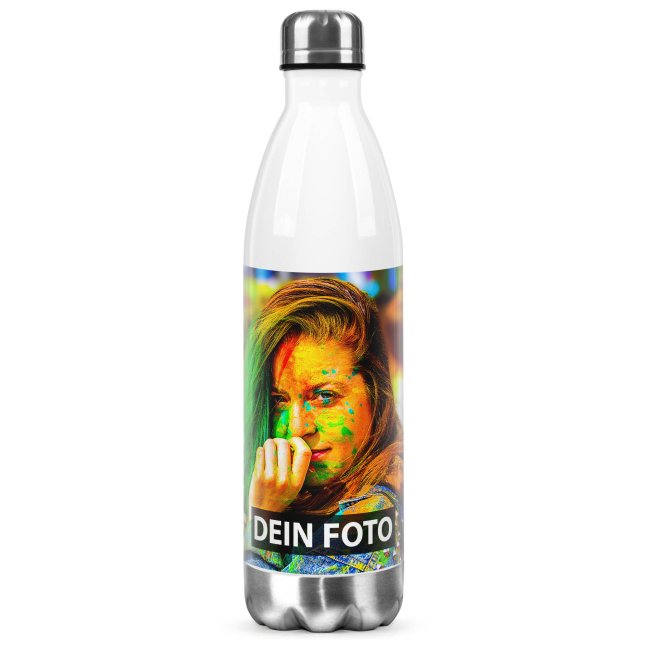 Edelstahl-Trinkflasche selbst gestalten - wei&szlig; - 750 ml