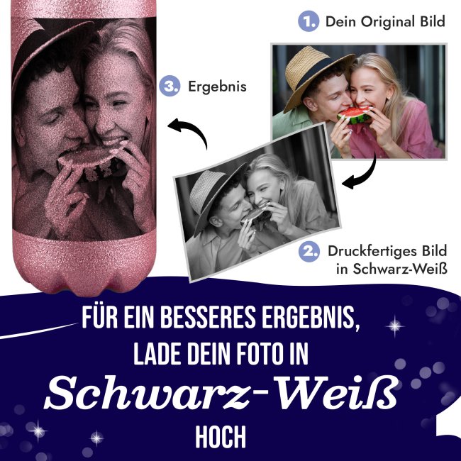 Glitzer Trinkflasche selbst gestalten - Pink - 500 ml