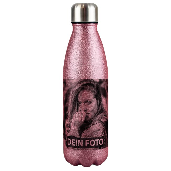 Glitzer Trinkflasche selbst gestalten - Pink - 500 ml