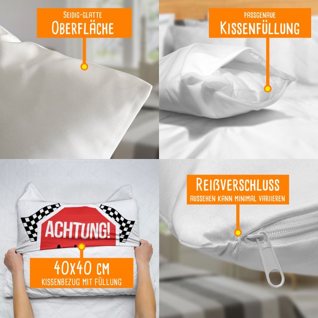 Kissen mit lustigem Spruch - mit Name - zur bestandenen F&uuml;hrerschein-Pr&uuml;fung
