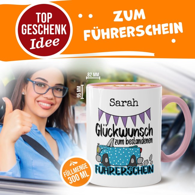 Trendation Führerschein-Bestanden-Tasse – Lustiges Geschenk Für Frauen & Mädchen – Spülmaschinenfest, Beidseitig Bedruckt