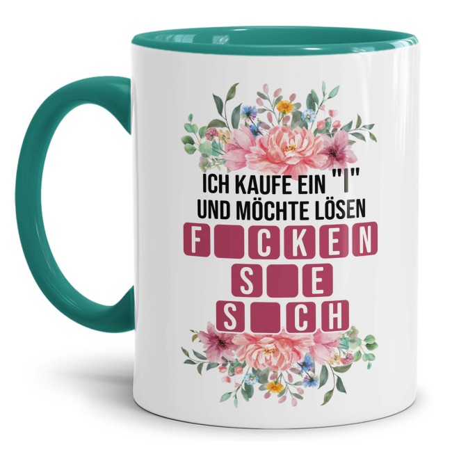 Tasse - Ficken sie sich - Innen &amp; Henkel T&uuml;rkis