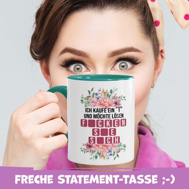 Tasse - Ficken sie sich - Innen &amp; Henkel T&uuml;rkis