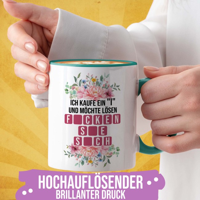 Tasse - Ficken sie sich - Innen &amp; Henkel T&uuml;rkis