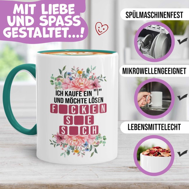 Tasse - Ficken sie sich - Innen &amp; Henkel T&uuml;rkis