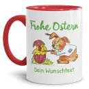 Tasse mit Osterhase und K&uuml;ken - mit Wunschtext...