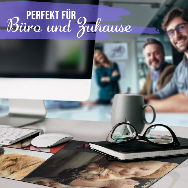 XXL Mousepad mit Fotocollage f&uuml;r 7 Fotos selbst gestalten - inkl. Wunschtext - 800 x 300 mm