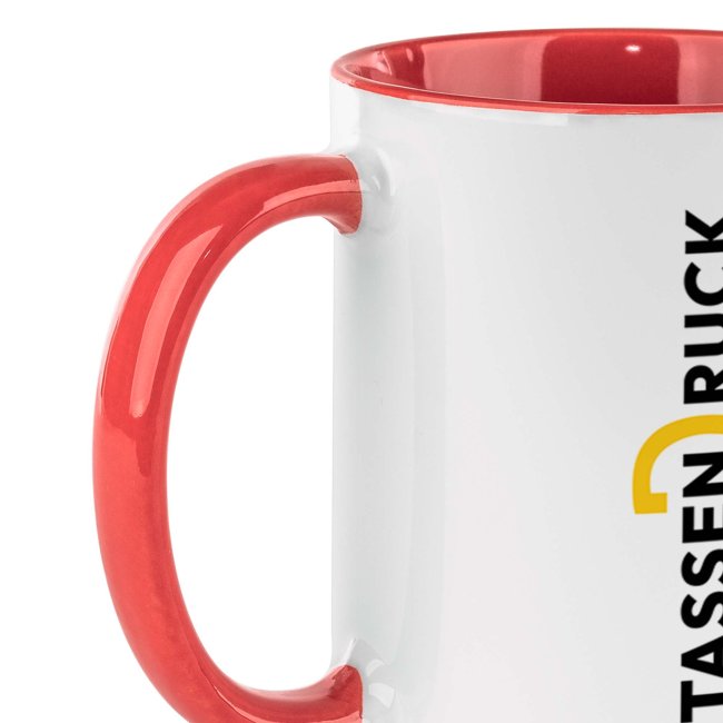 Farbige Tasse 300 ml - Innen &amp; Henkel Rot - Panorama Druck - 210 x 96 mm