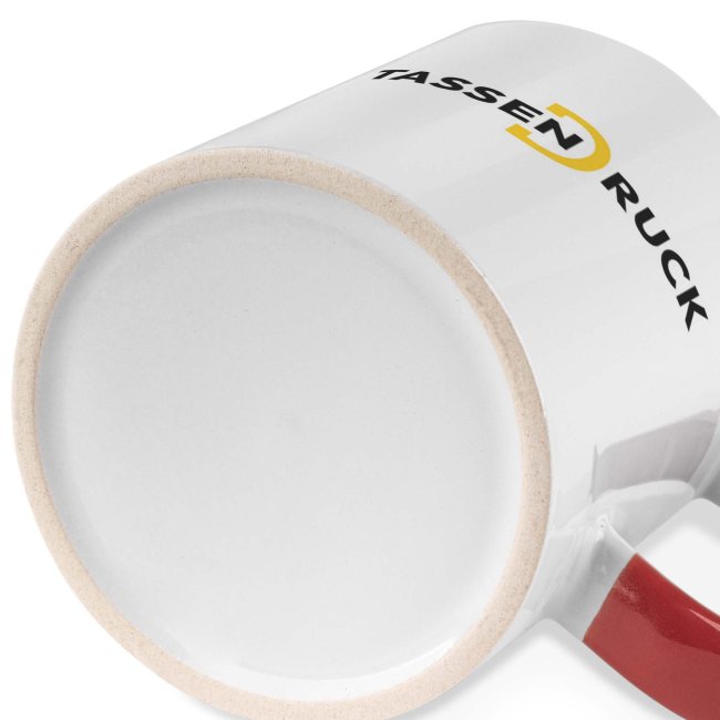 Farbige Tasse 300 ml - Innen &amp; Henkel Rot - Panorama Druck - 210 x 96 mm