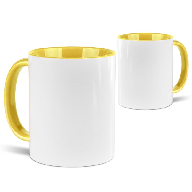Farbige Tasse 300 ml - Innen & Henkel Gelb
