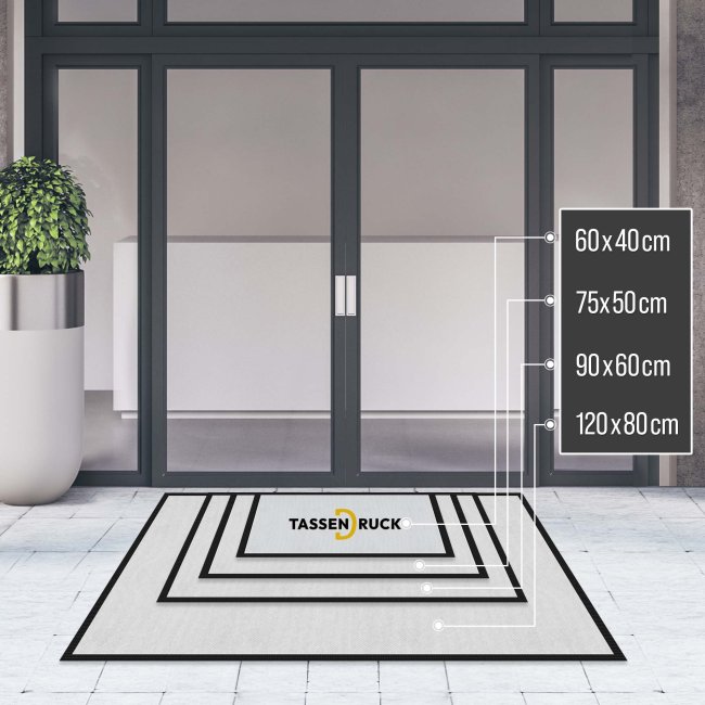 Fu&szlig;matte mit Gummirand - 120 x 80 cm - inkl. Druck