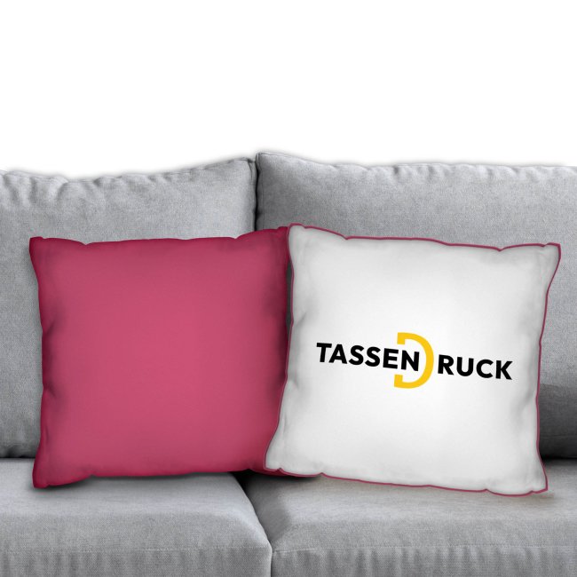 Fotokissen inkl. Druck und F&uuml;llung  - 40 x 40 cm - mit farbiger R&uuml;ckseite - Pink