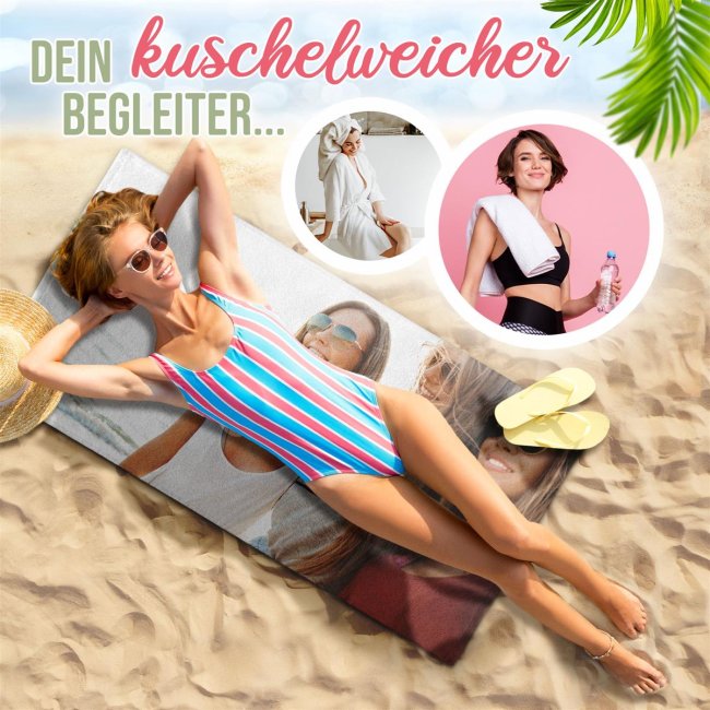 Badetuch personalisiert mit Foto - 140 x 70 cm - Querformat - zum selbst Gestalten